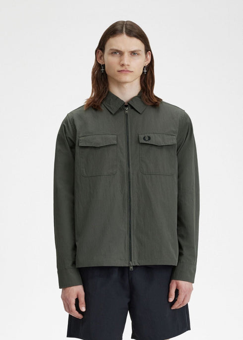 Fred Perry Overshirt Giubbino Uomo zip overshirt Grigio scuro P24-FRED PERRYM5684-638-M - Francavilla Moda